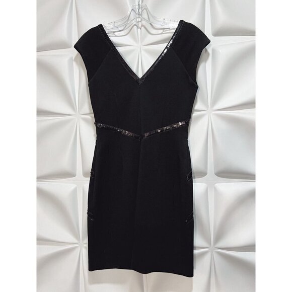 Laundry by Shelli Segal Sz 4 Black Sequin V Neck Formal Sheath Dress - Picture 5 of 8